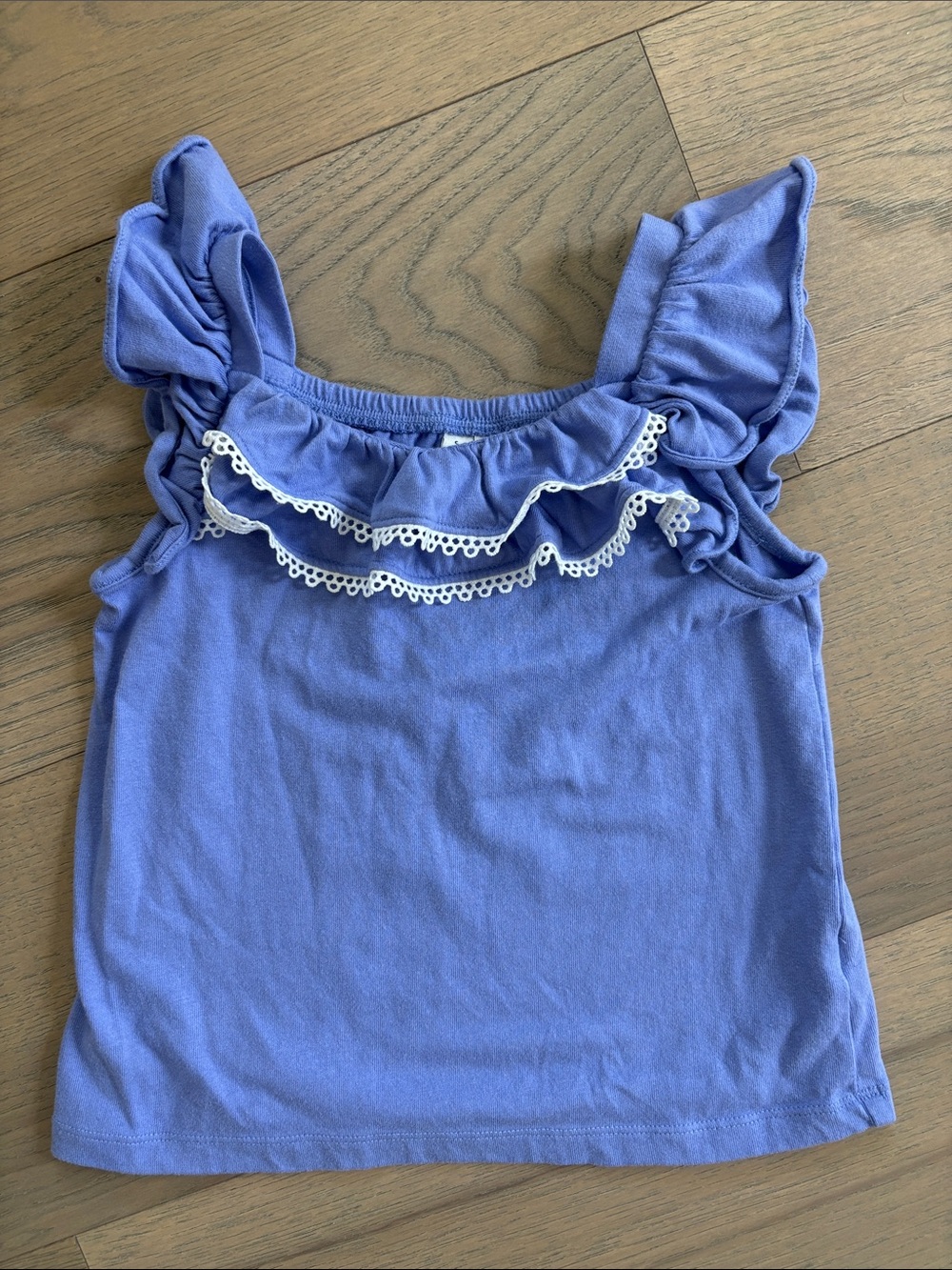 Janie and Jack Lavender Ruffle Tank Top with White Lace Trim